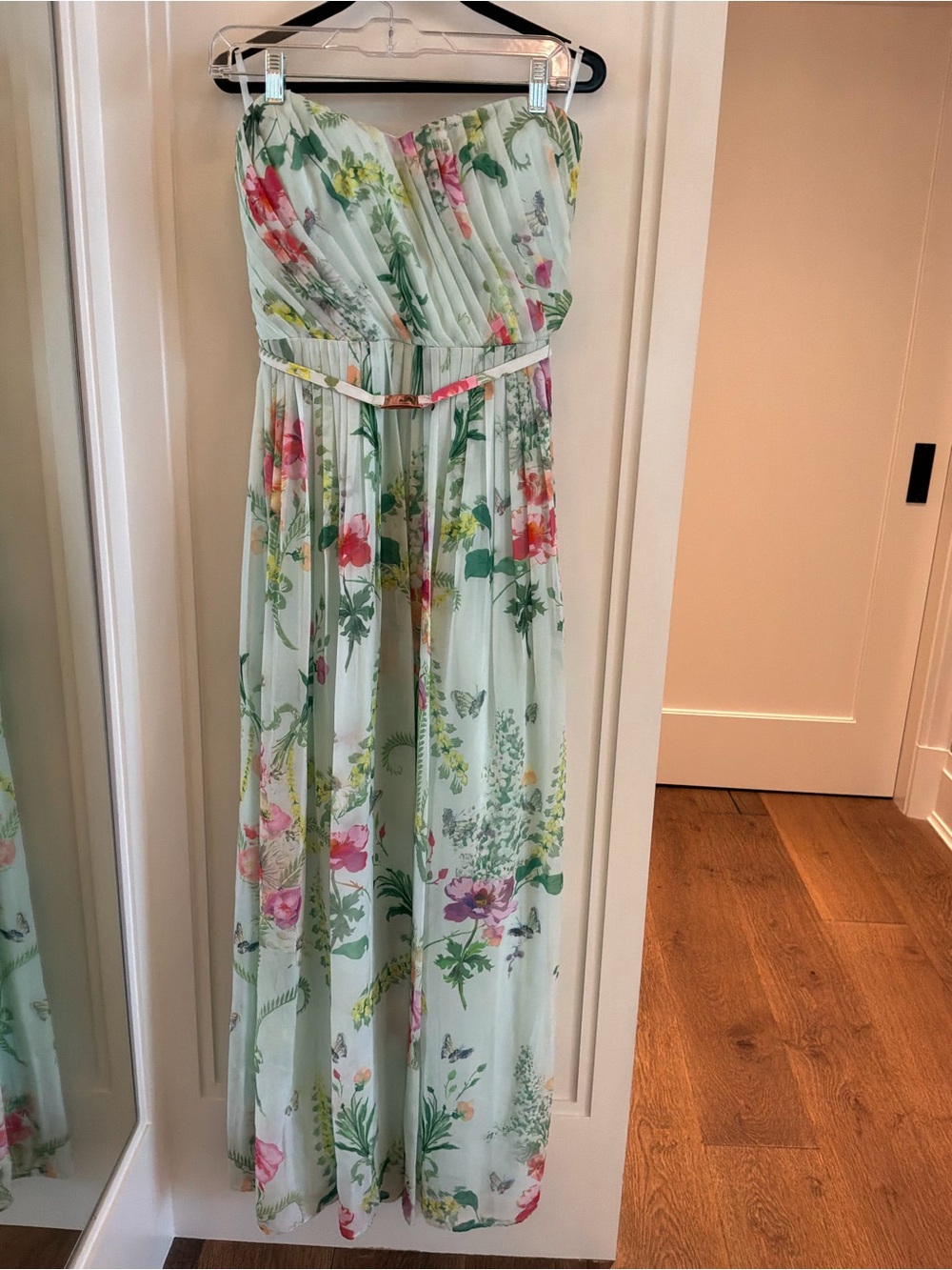 Ted Baker Mint Green Floral Strapless Maxi Dress